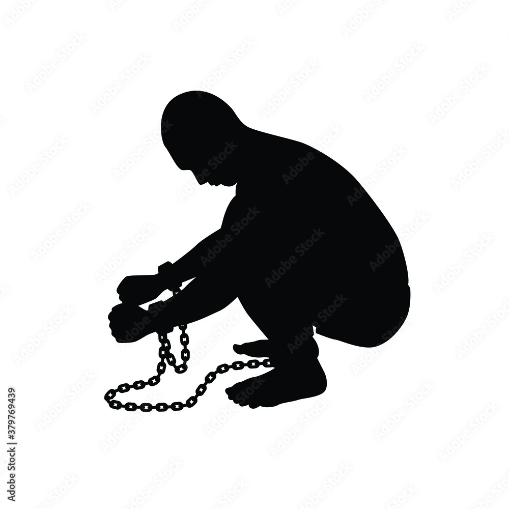 Obraz premium Slave man silhouette vector