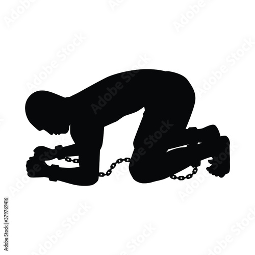 Slave man silhouette vector