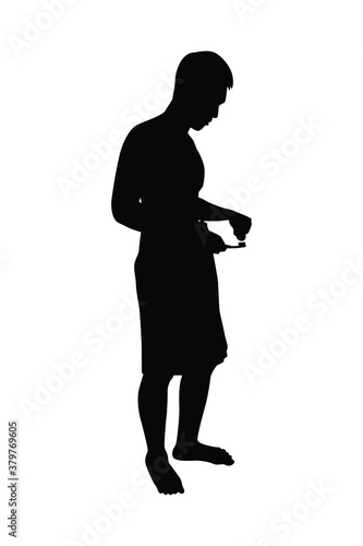 Showering man silhouette vector