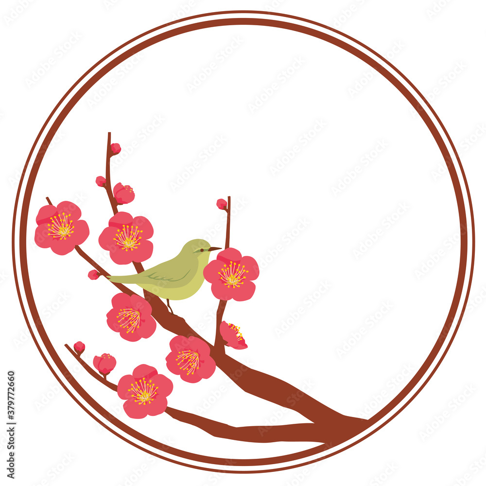 梅とうぐいすのフレーム Stock Vector Adobe Stock 梅とうぐいすのフレーム Stock Vector Adobe Stock