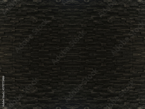 Image of Black brick wall.Modern black brick wall texture for background.Vintage background