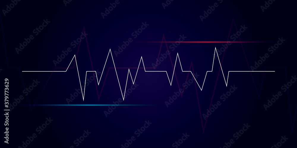 Heart beat on monitor concept illustraction. Abstract dark blue background.