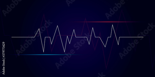 Heart beat on monitor concept illustraction. Abstract dark blue background.