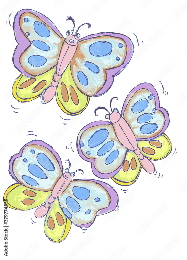 set of butterflies set of butterflies