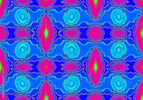 Seamless pattern design with floral background elements, beautiful ornaments, red, pink, blue, green, purple, damask