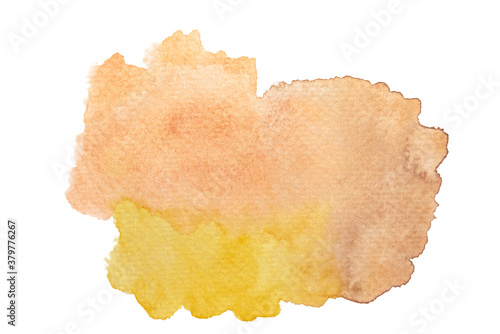 Watercolor painting wallpaper. Hand painted orange, brown and yellow watercolor background.
