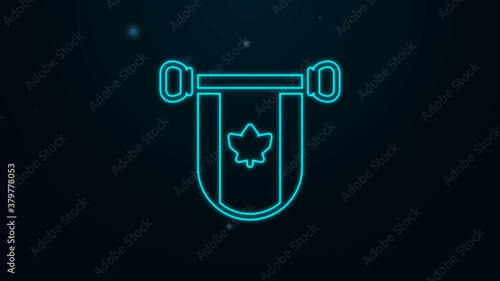 Glowing neon line Pennant flag of Canada icon isolated on black background. North America country flag. 4K Video motion graphic animation Glowing neon line Pennant flag of Canada icon isolated on black background. North America country flag. 4K Video motion graphic animation