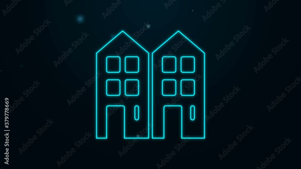 Glowing neon line House icon isolated on black background. Home symbol. 4K Video motion graphic animation Glowing neon line House icon isolated on black background. Home symbol. 4K Video motion graphic animation