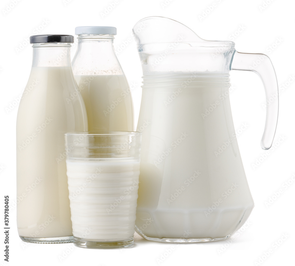 Glassware full of fresh milk isolated on white Glassware full of fresh milk isolated on white