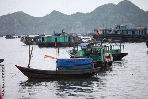 Floating Fishing Village In The Ha Long Bay. Cat Ba Island  Vietnam Asia. Cat Ba  Vietnam - March 5  2020