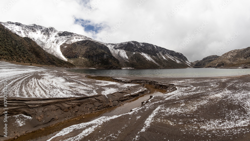 Lake in Los nevados national natural park in Colombia. 