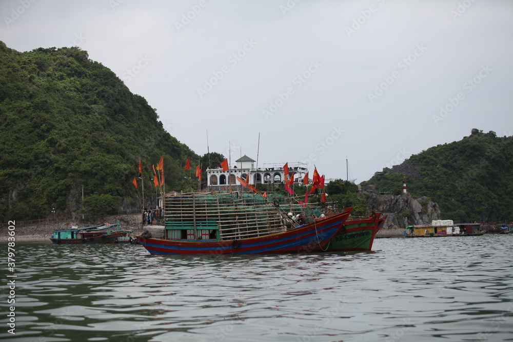 Floating Fishing Village In The Ha Long Bay. Cat Ba Island, Vietnam Asia. Cat Ba, Vietnam - March 5, 2020