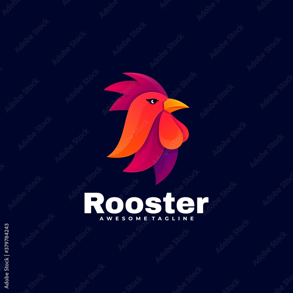 Fototapeta premium Vector Logo Illustration Rooster Gradient Colorful Style.