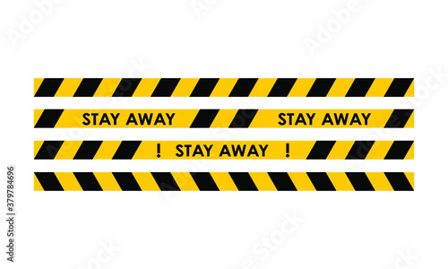 Yellow warning tape with the inscription stay away, vector tape, warning of the stay away