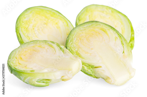brussel sprouts vegetable an isolated on white background.cillping path