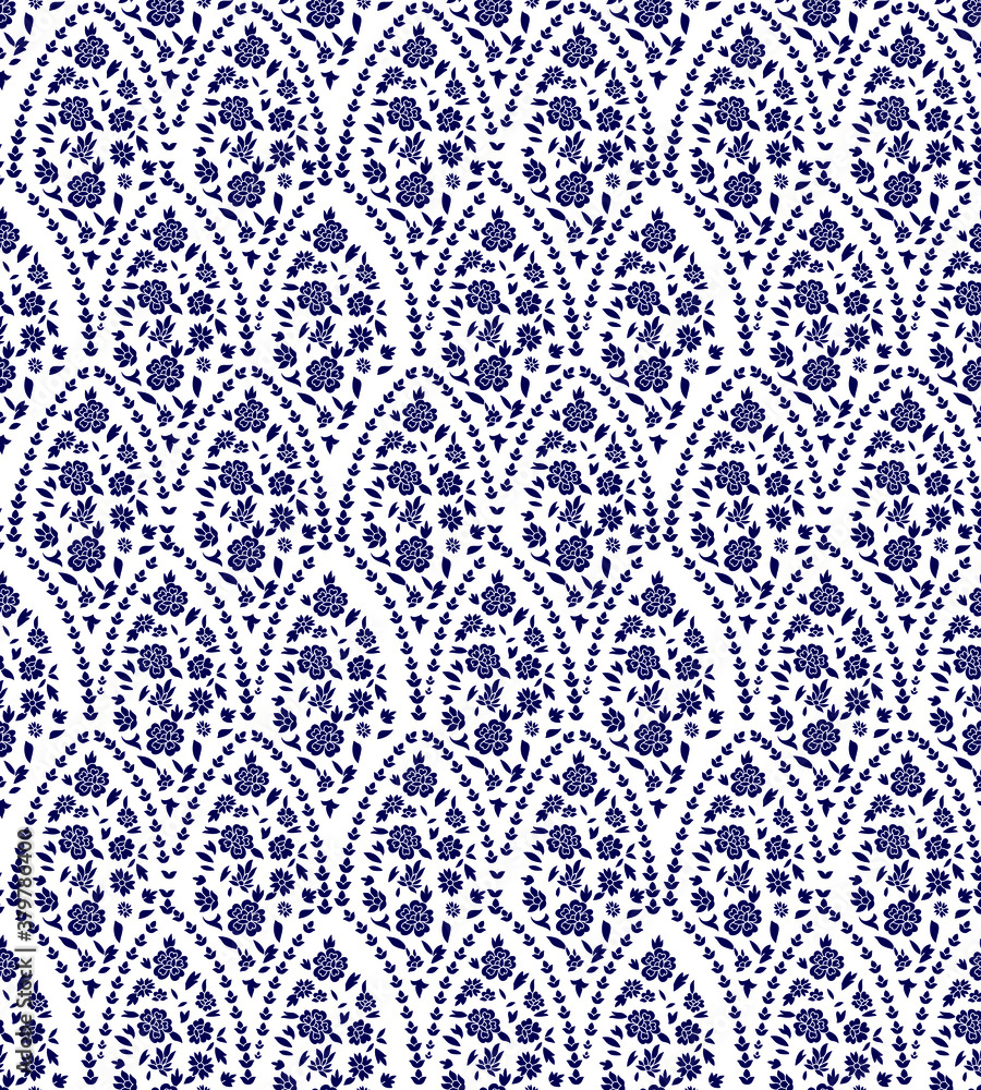 traditional Indian paisley pattern on  white background