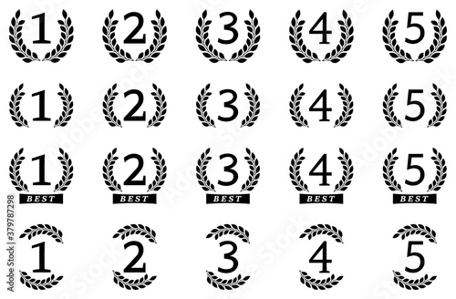 Vector number laurel wreath set : ranking,award