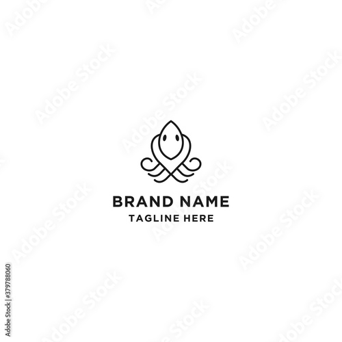 Octopus logo template design Vector illustration 