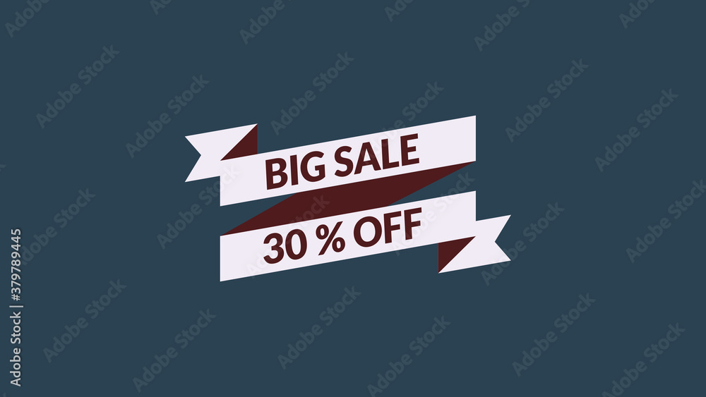 big sale 30% off word illustration use for landing page,website, poster, banner, flyer,sale promotion,advertising, marketing