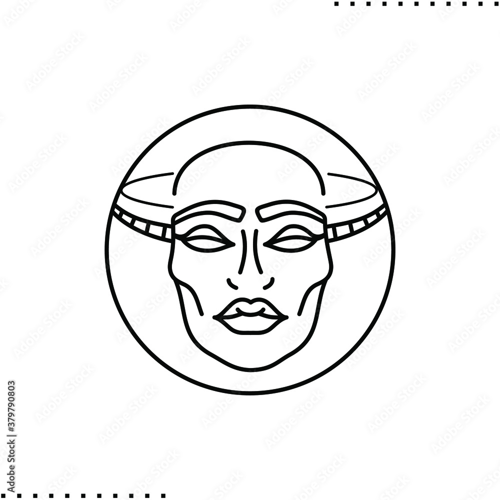 AI mask and face recognition vector icon in outline