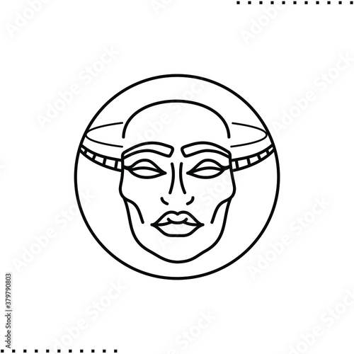AI mask and face recognition vector icon in outline