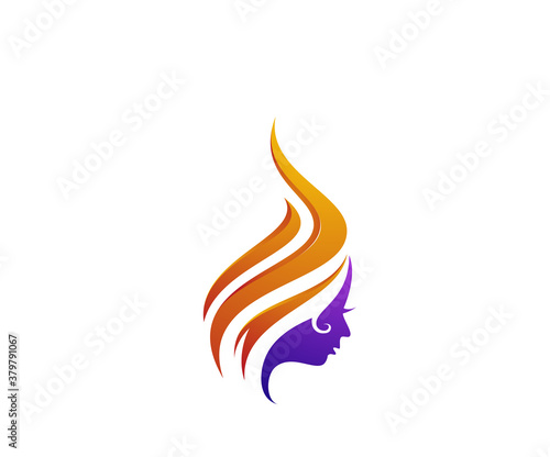 Woman fire icon logo design template