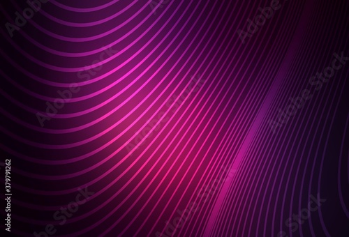 Dark Pink vector backdrop with curved lines.