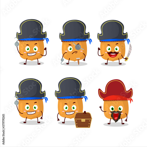 Cartoon character of walnuts with various pirates emoticons