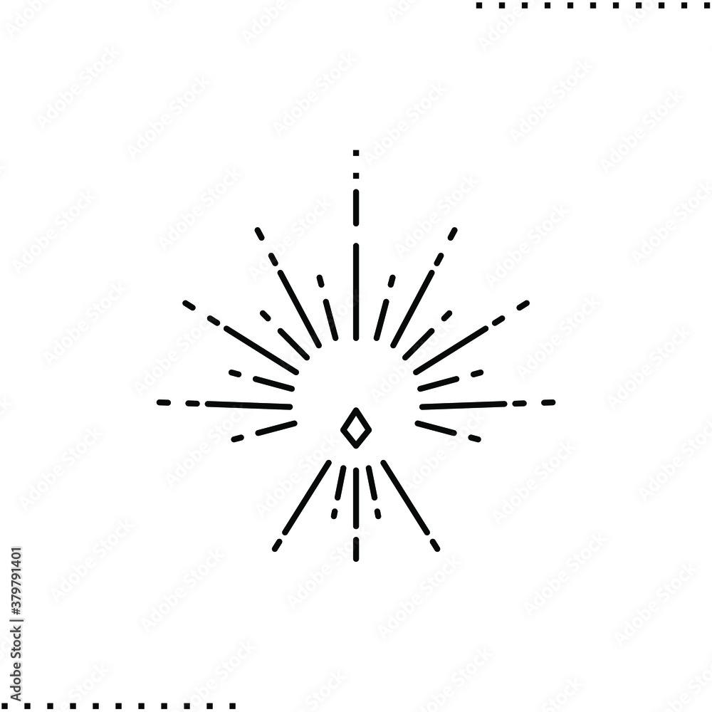 sunburst vector icon in outline 