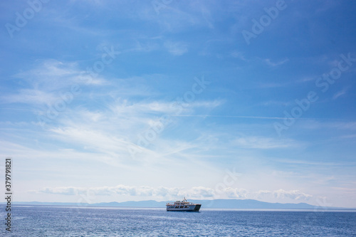 Transport boat on seaside photo