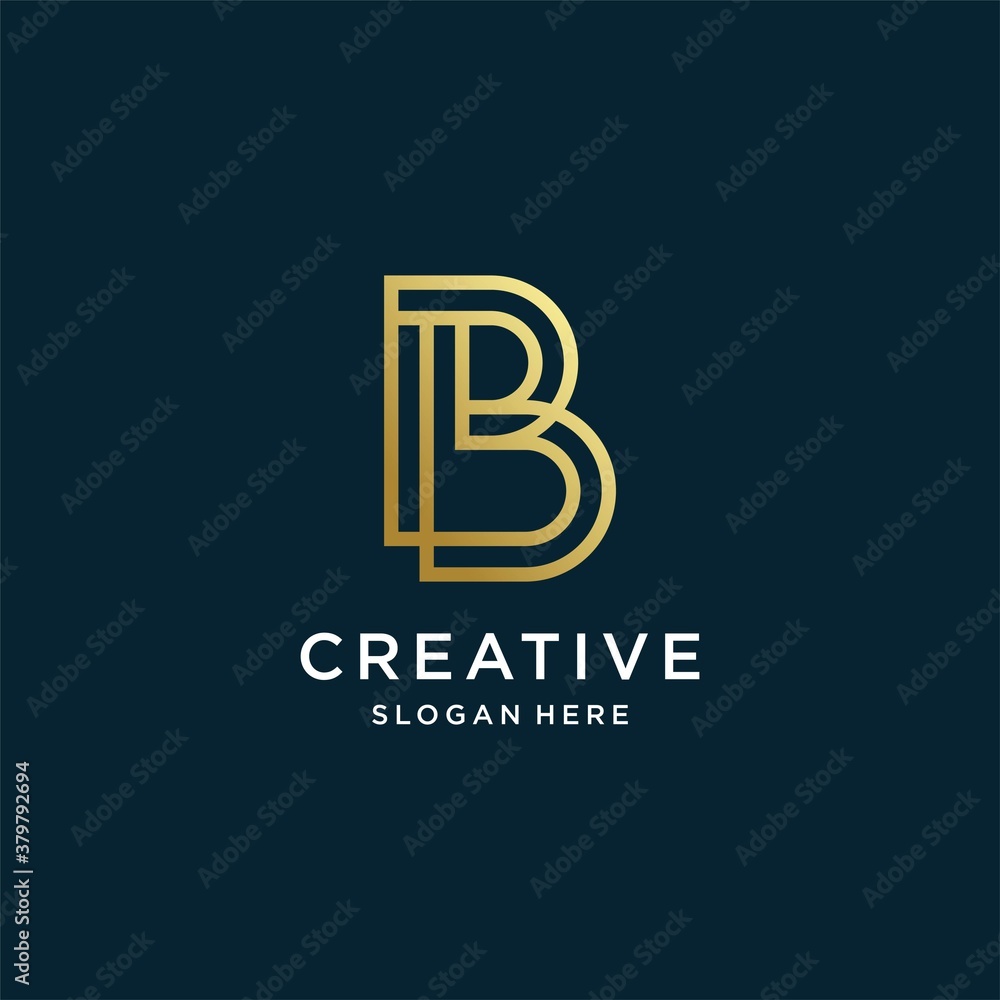 Letter B logo with modern golden shape and line art style vector part 9 Letter B logo with modern golden shape and line art style vector part 9