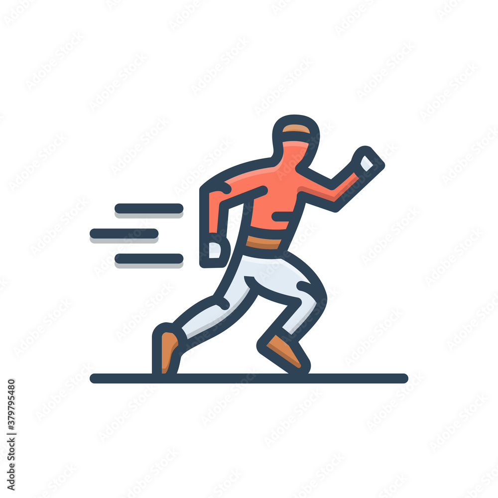 Color illustration icon for running