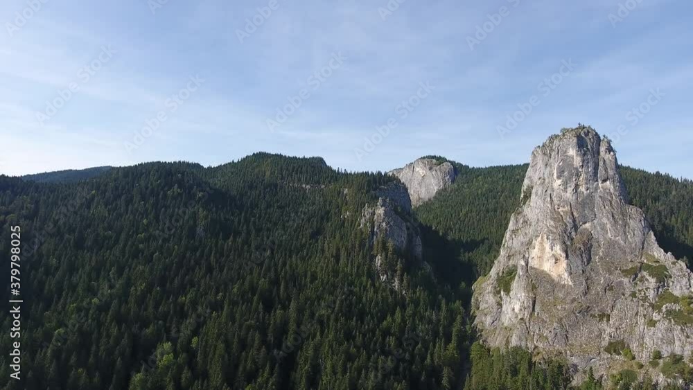 Aerial view of montains, Red lake area, Bicaz, Romania, summer time Aerial view of montains, Red lake area, Bicaz, Romania, summer time