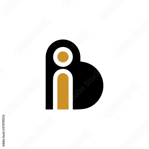Initial letter ib or bi logo design template