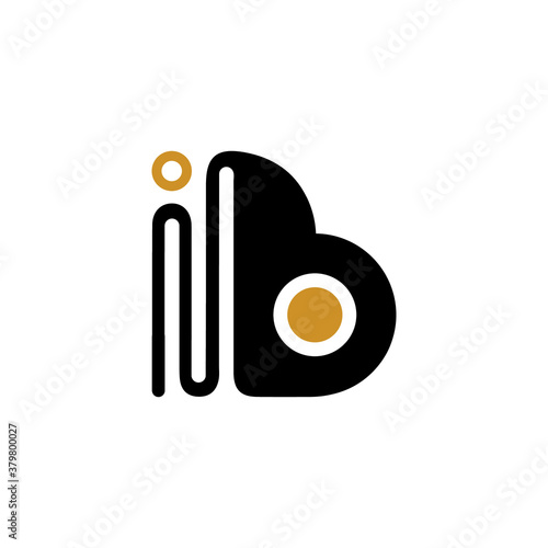 Initial letter ib or bi logo vector design template