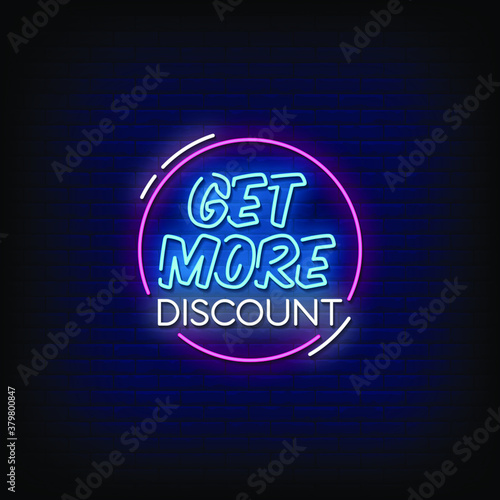 Get More Discount Neon Signs Style Text Vector