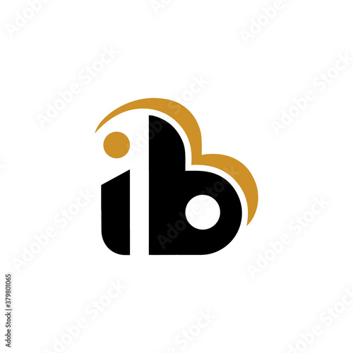 Initial letter ib logo or bi logo vector design template
