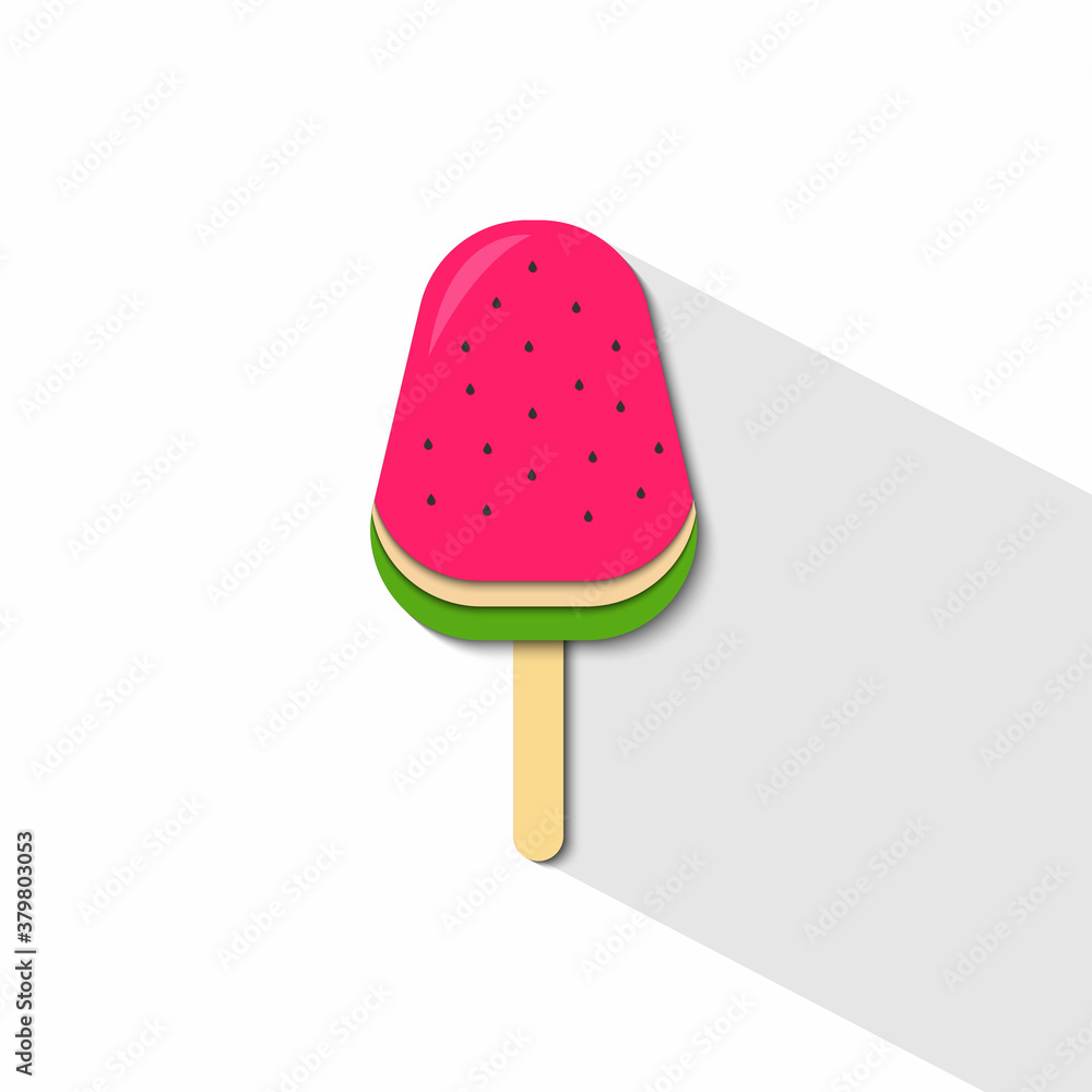 watermelon ice cream papercut vector illustration, fruits snack flat design watermelon ice cream papercut vector illustration, fruits snack flat design