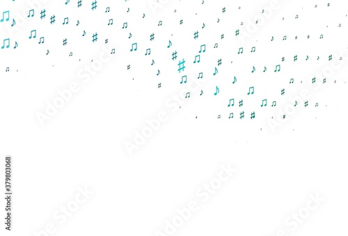 Light Blue  Green vector pattern with music elements.