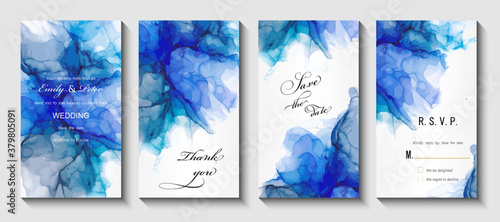 Modern creative design,  background marble texture. Wedding invitation.  Alcohol ink. Vector illustration.