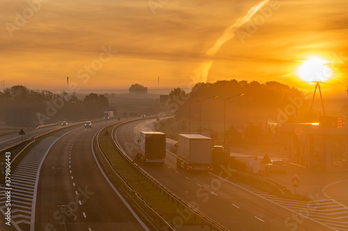 Fototapeta Naklejka Na Ścianę i Meble -  Morning traffic on a highway