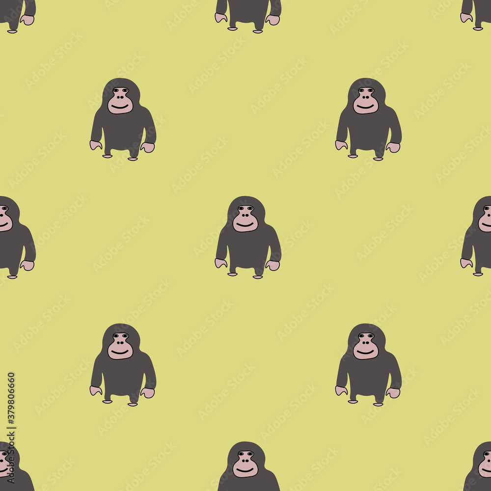 Cute gorilla seamles pattern.
A herd of monkeys, gorily, chimpanzees are following each other Cute gorilla seamles pattern.
A herd of monkeys, gorily, chimpanzees are following each other