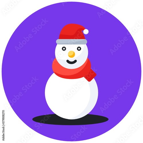  Flat rounded design of snowman character icon 