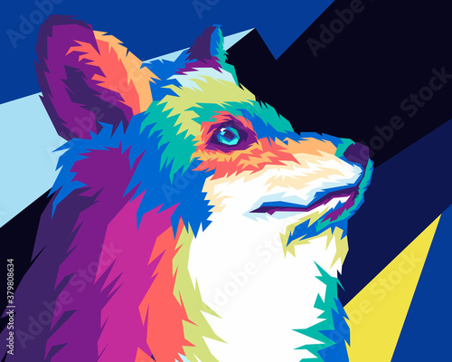 colorful wolf close up