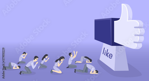 Young people worship in front of the idol like.