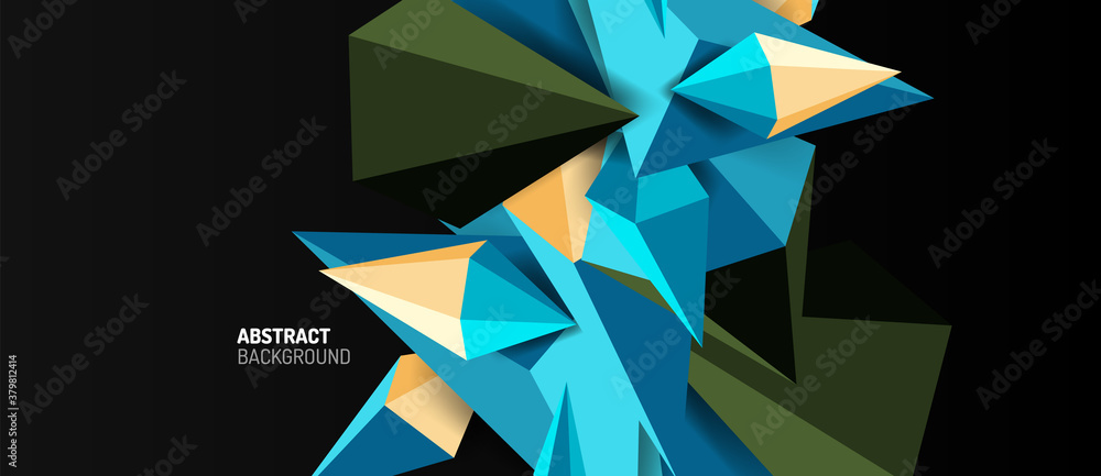 3d low poly abstract shape background vector illustration