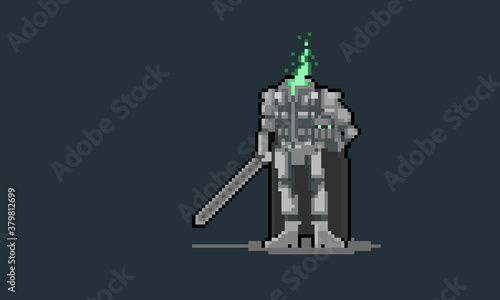 Pixel art dullahan character design.