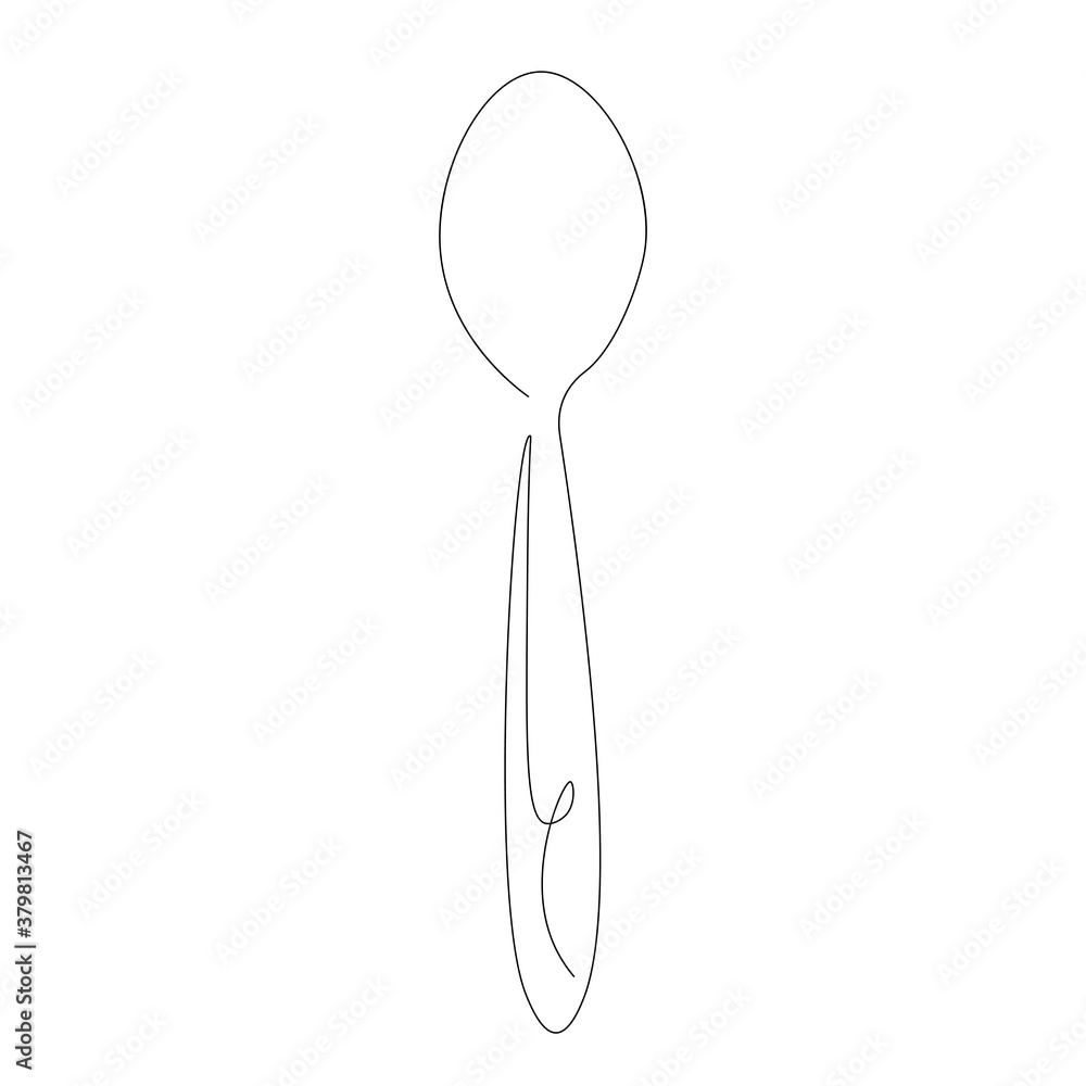Spoon line drawing. Vector illustration Spoon line drawing. Vector illustration