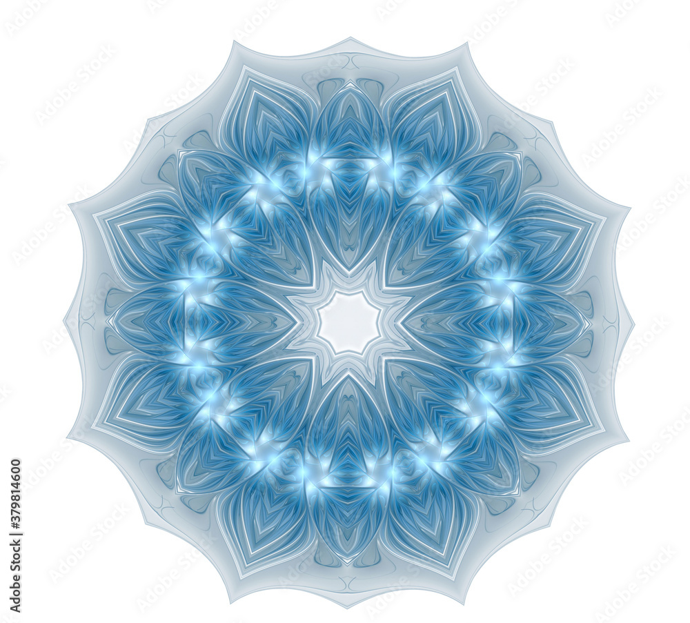 Abstract fractal circular blue pattern isolated on white background