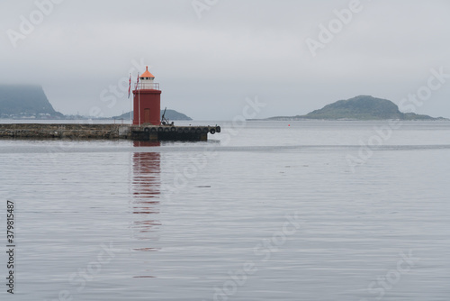 ÔøΩÔøΩlesund, Norway - Molja Lighthouse on a Cloudy Day photo